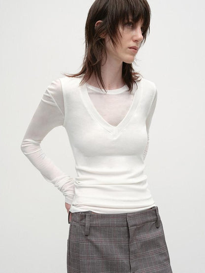 RUN TO THE FUTURE Stretch Wool Slim Crew Neck Casual Womens Moisture Wicking Long Sleeve T-Shirts