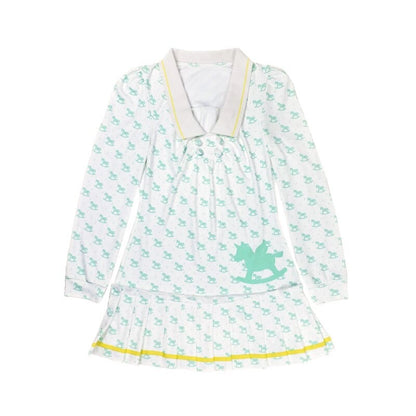 nit alcove Cute Bubble Sleeve Doll Collar Pleated Casual Striped Mint Pink Mini Dresses