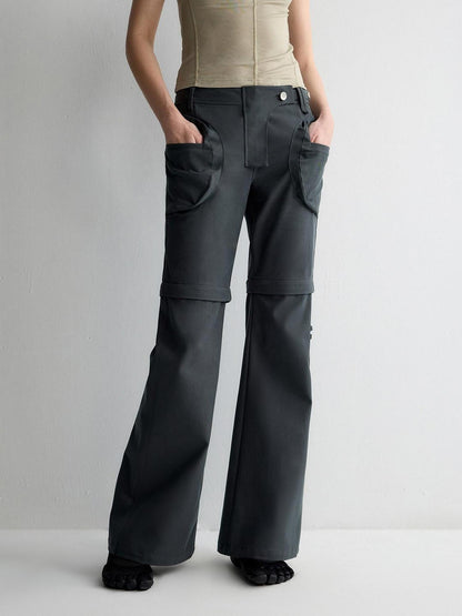 RUN TO THE FUTURE Recycled Fiber Original Micro Flare Low Waist Zip Fly Women Pocketed Chinos