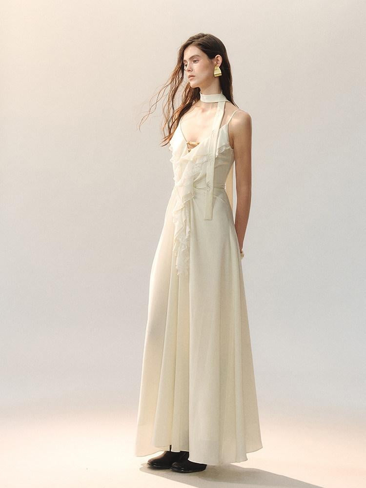 AnnoMundi Lace Cami Casual Shirt Dress Sleeveless City Women Polyester Slip Maxi Dresses