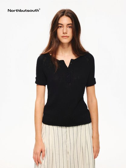 Northbutsouth Four Tone Multi Button Turnback Knit Women&