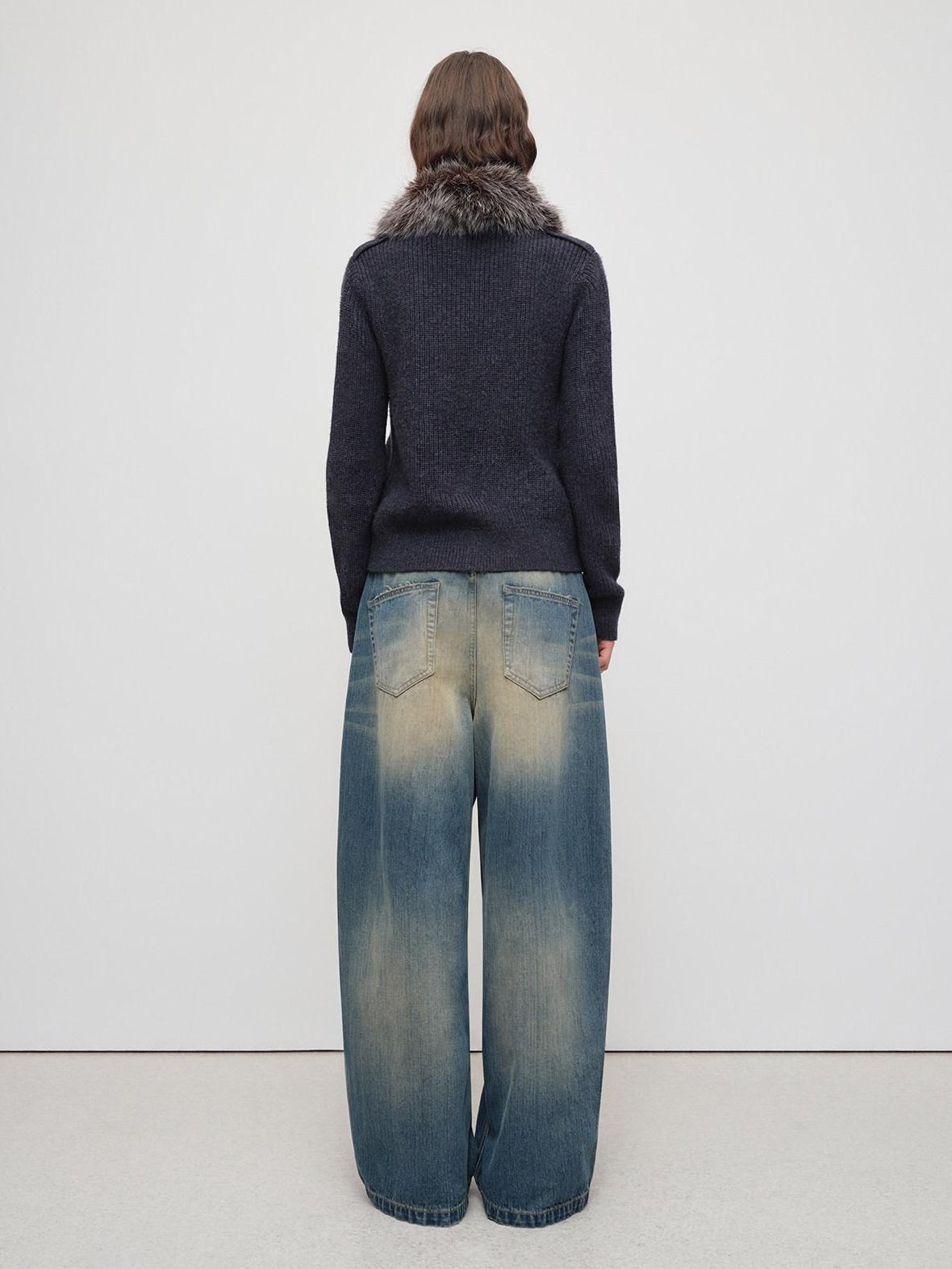 RUN TO THE FUTURE Durable Distressed Vintage Blue Low Rise Wide Leg Casual Denim Straight Jeans