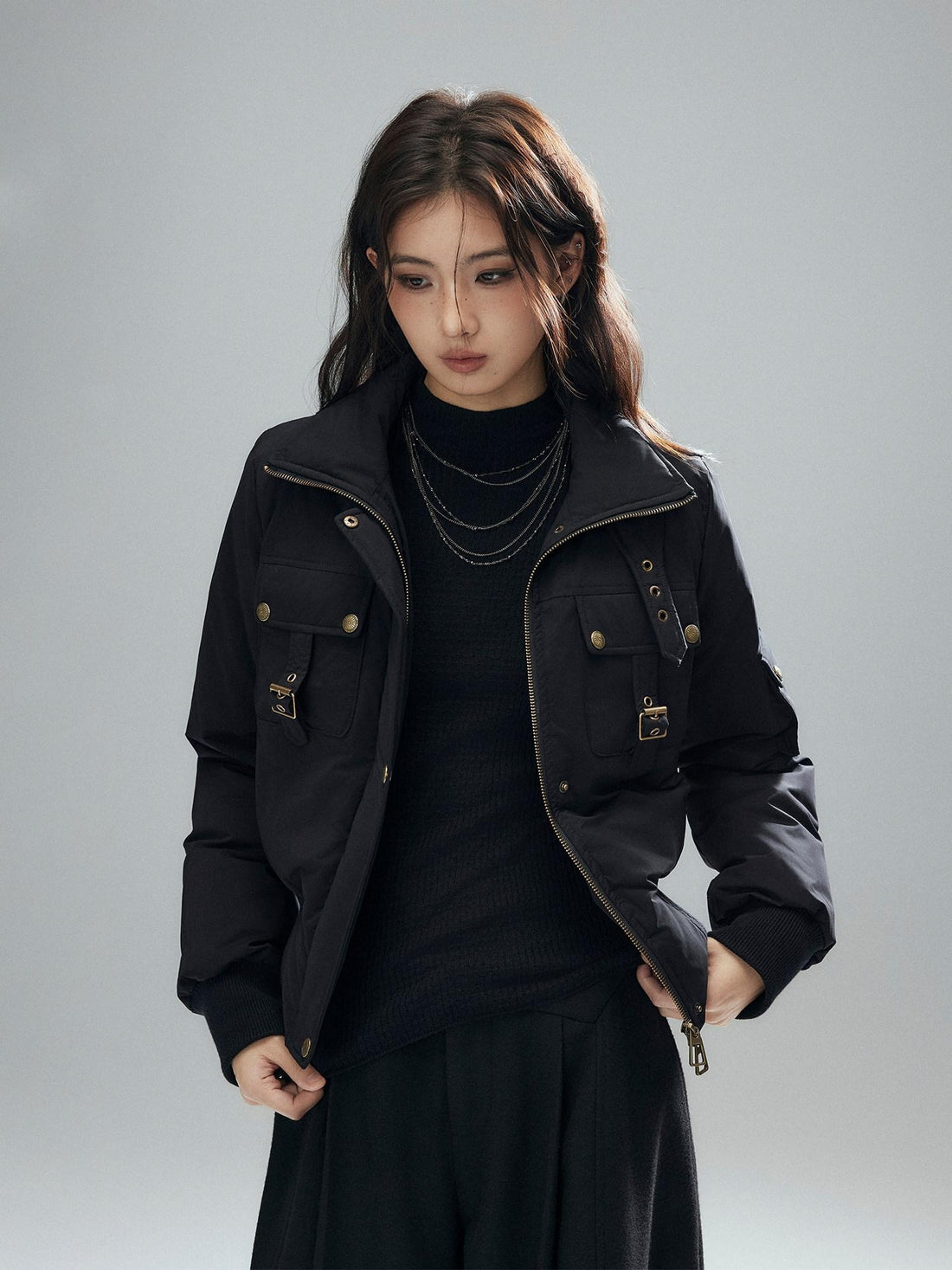 Low pixel 90 Percent White Duck Down Warm Casual Cinched Waist Women Everyday Down Jackets