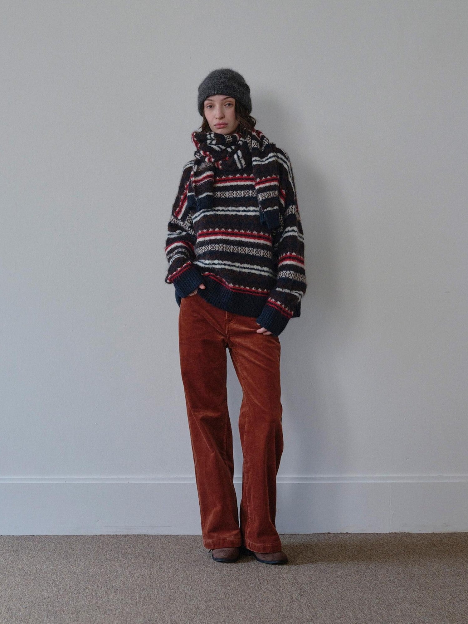 DKZ OFFICIAL Corduroy Orange Solid Pocket Button Women&