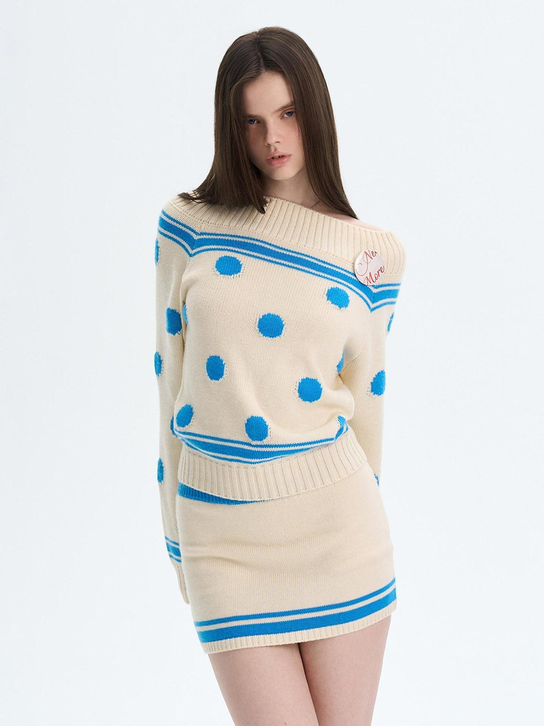 The NeverMore Vintage Colorblock Antistatic Wool Blend Mid Rise Slim Knit Pencil Mini Skirts