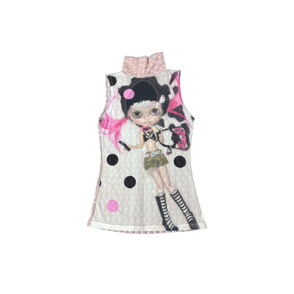 Ttsunami_Pink_Printed_Back_Spliced_Cutout_High_Neck_Lace_Women&