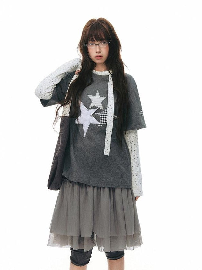 NAPSNAPS Star Applique Embroidered Women&
