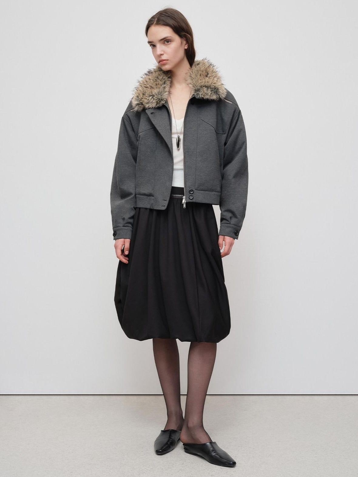 RUN TO THE FUTURE Versatile Cropped Relaxed Fit Commuting Zip Front Gray Track Jackets