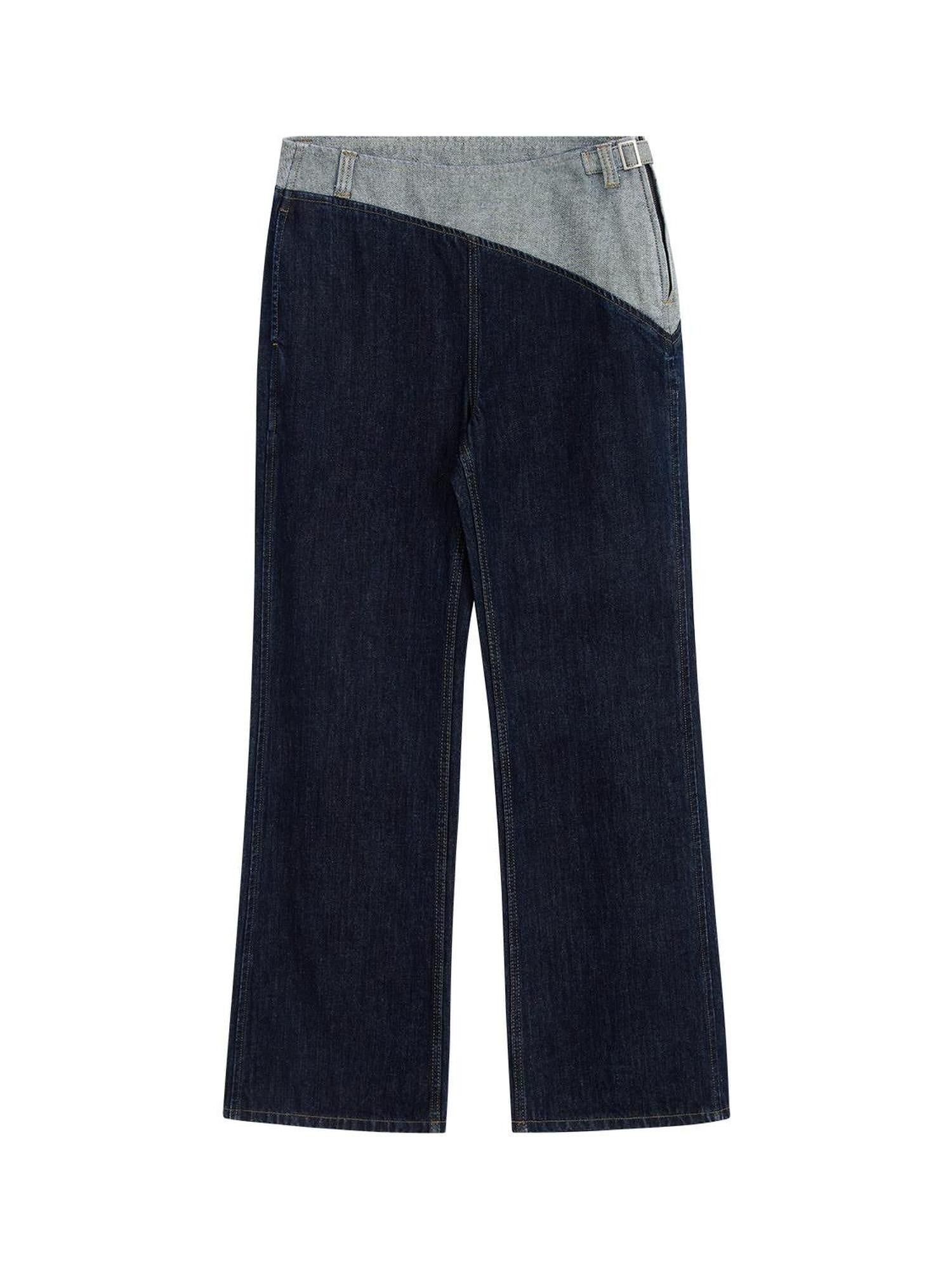 RUN TO THE FUTURE Durable Washed Denim Low Rise Loose Fit Casual Zip Fly Wide-Leg Jeans