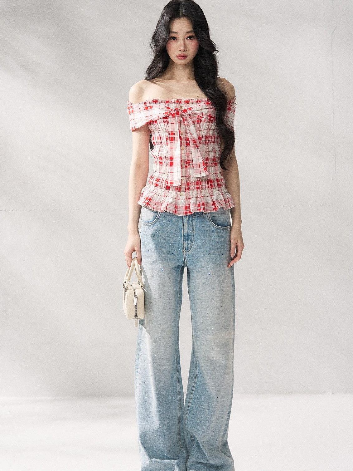 7Shiftin Structured Cotton Natural Waist Zipper Fly Women Blue Denim Straight Leg Jeans