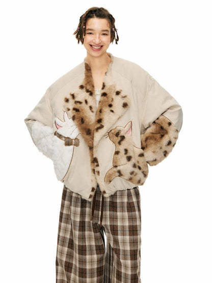 OuttheBlue 90 Percent Duck Down Warm Thick Casual Loose Short Lapel Women Down Jackets