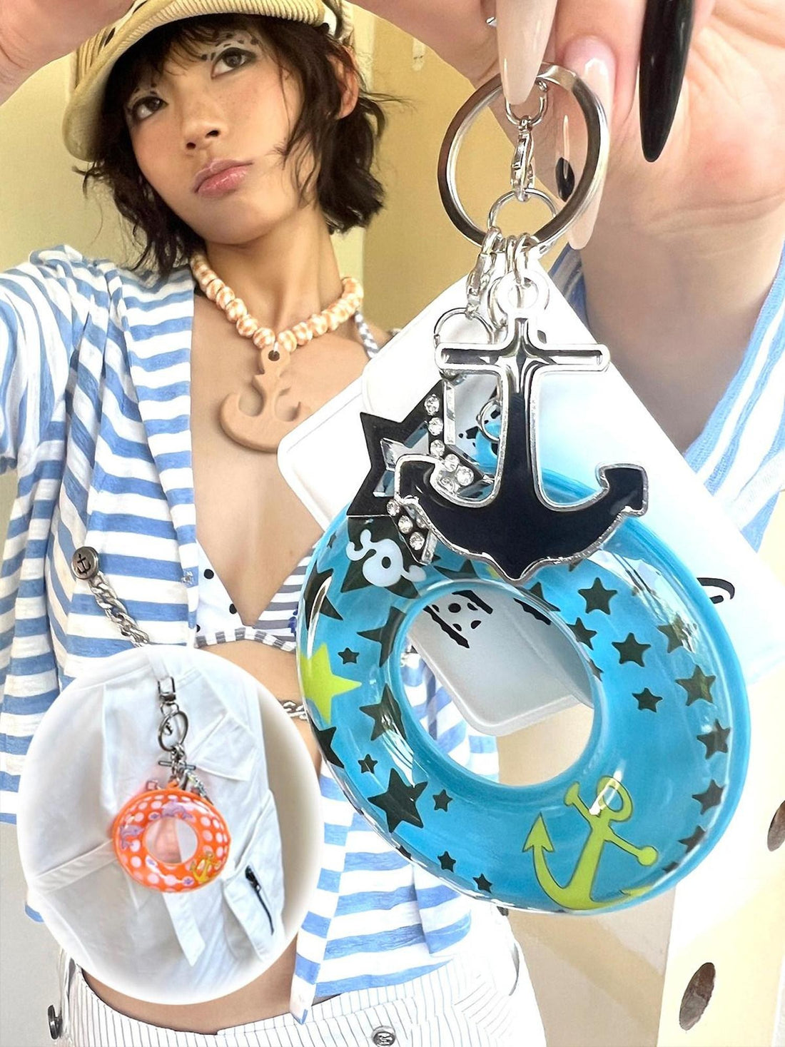 nit alcove Blue Orange Lifebuoy Charm Stackable Beach Jewelry For Women Bracelets