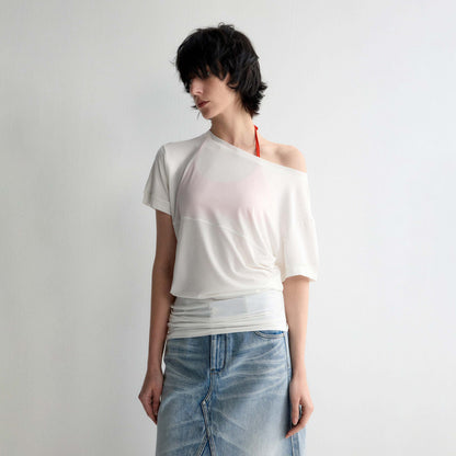 RUN_TO_THE_FUTURE_Breathable_Modal_Slim_Fit_Boat_Neck_Casual_Women_Solid_Short_Sleeve_T-Shirts_MISSTT
