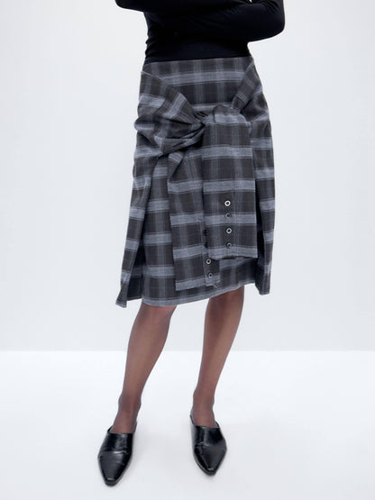 RUN TO THE FUTURE Polyester Blend Lined Pockets Vintage A Line Low Waist Women Casual Midi Skirts
