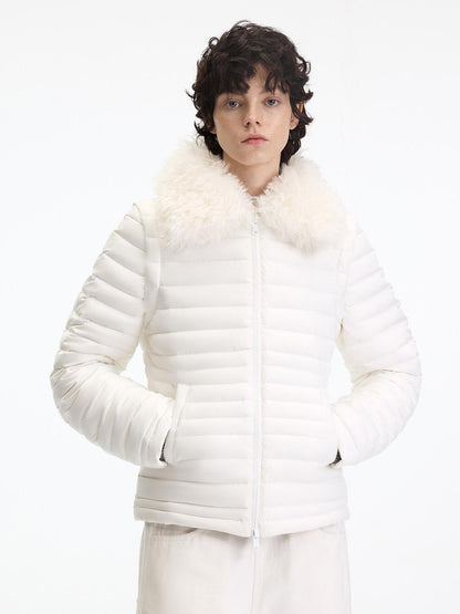 RUN TO THE FUTURE 90% White Duck Down Thick Slim Casual Turn Collar Ladies Down Jackets