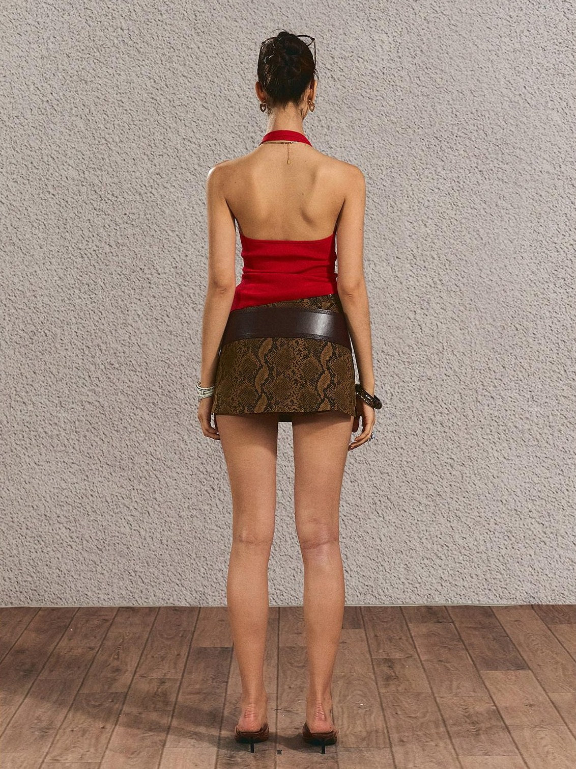 The NeverMore Silky Rayon Backless Halter V-neck Slim Cropped Sexy Women Tank Tops &amp; Camis