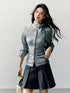 7Shiftin Cinch Waist Cotton Slim Casual Round Neck Three Quarter Sleeve Women Cardigans