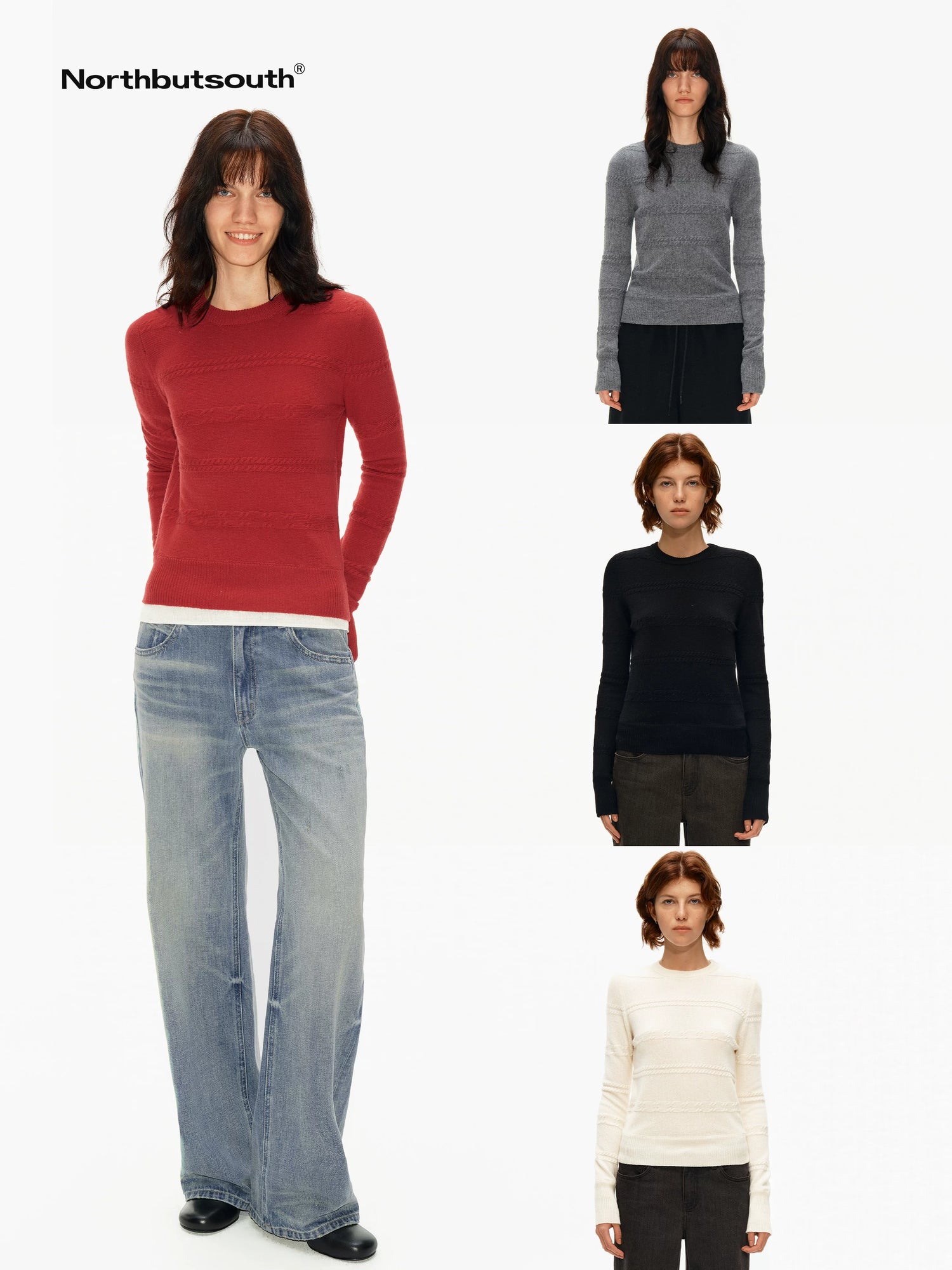 3d Embossed Textured Slim Fit Pullover Women&