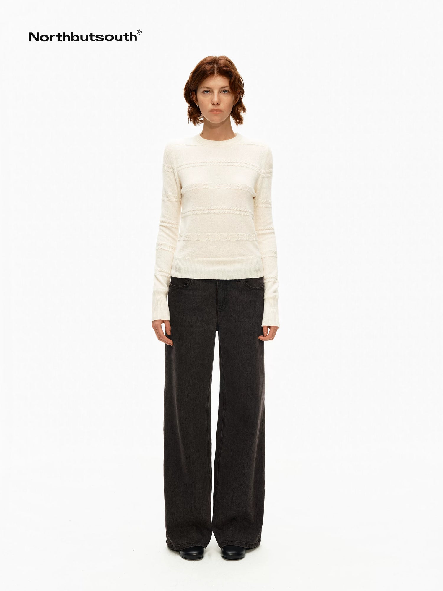 3d Embossed Textured Slim Fit Pullover Women&