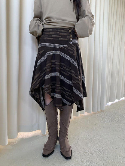 Dorydory Embroidered Striped Asymmetric Long Women&