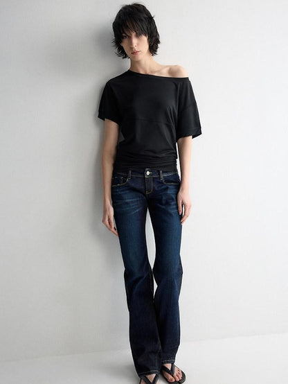 RUN TO THE FUTURE Breathable Modal Slim Fit Boat Neck Casual Women Solid Short Sleeve T-Shirts