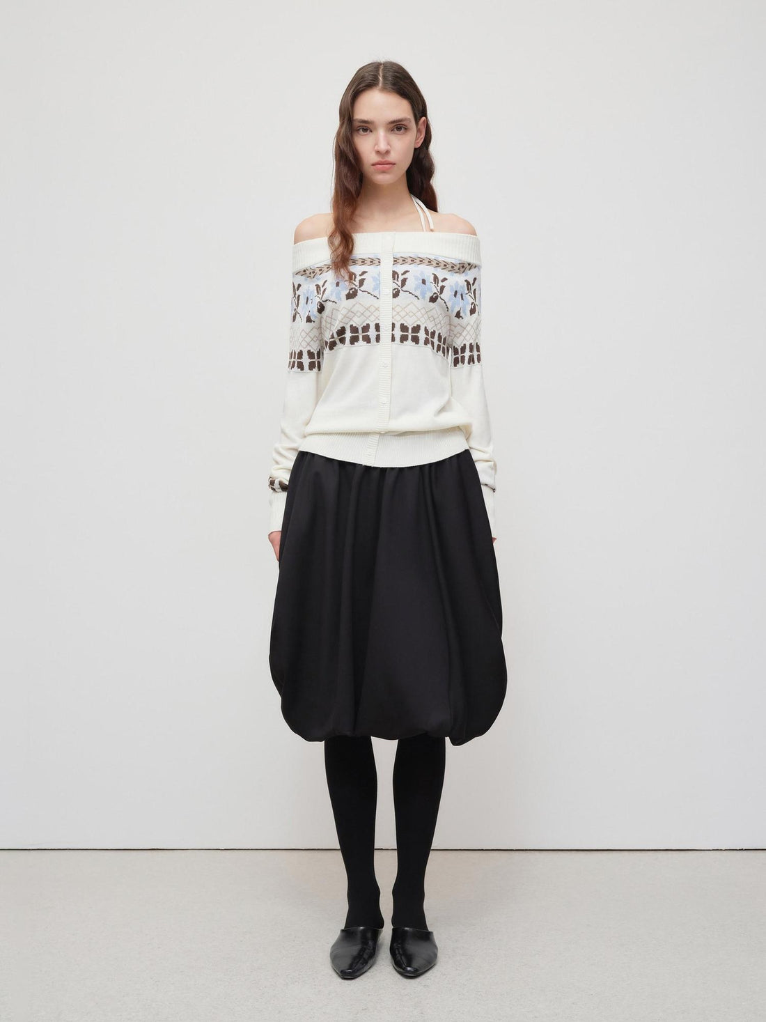 RUN TO THE FUTURE Soft Wool Blend Vintage Loose Pleated Women Knit Pullover Beige Black Sweaters