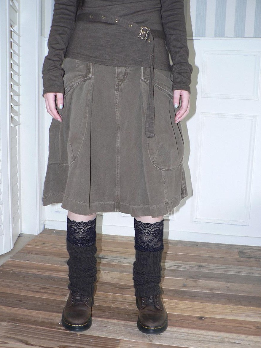 ang project Pleated Washed Distressed Pockets Vintage Women&
