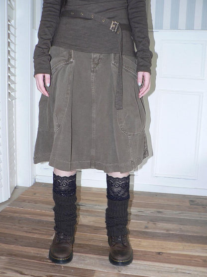 ang project Pleated Washed Distressed Pockets Vintage Women&