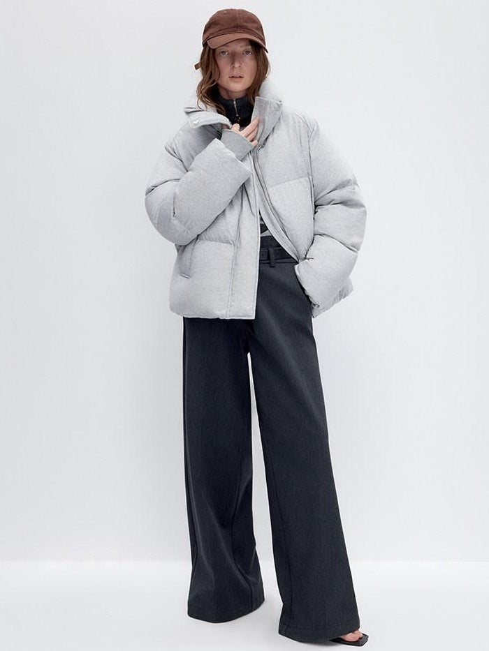 RUN TO THE FUTURE Warm 90 Percent White Duck Down Retro Straight Fit Cotton Gray Down Jackets