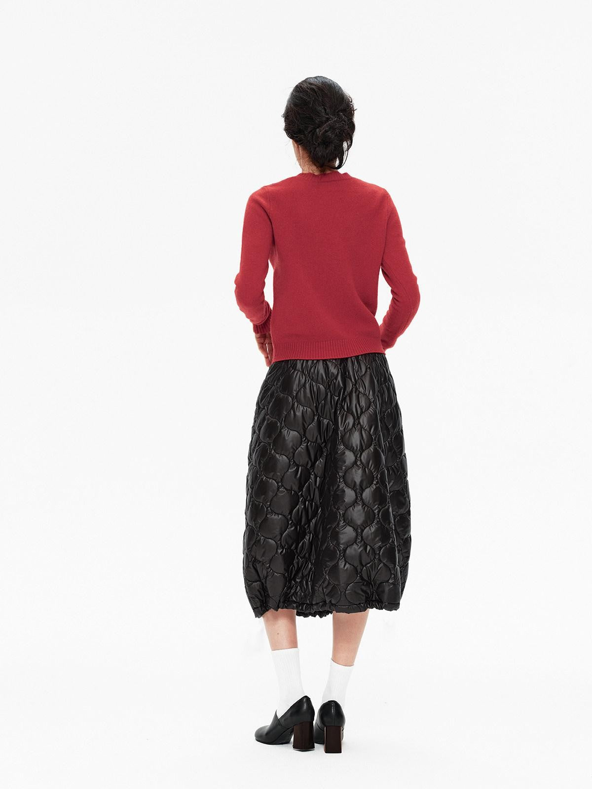 Northbutsouth Black And White Gourd Pattern Quilted Drawstring Hem Women&