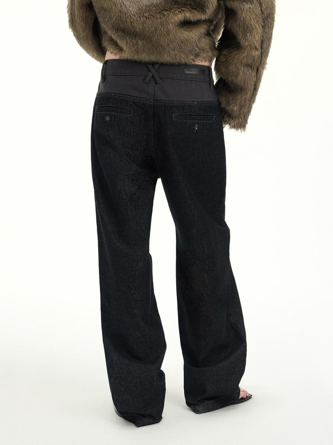 RUN TO THE FUTURE Casual Patchwork Low Waist Loose Women Black Cotton Wide-Leg Jeans