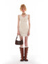 The NeverMore High Waist Fringe Street A Line V-neck Women White Polyester Mini Dresses