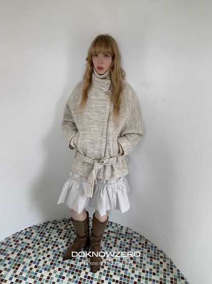 DKZ OFFICIAL Quilted Pleated Ruffle Mid Waist Loose Women&