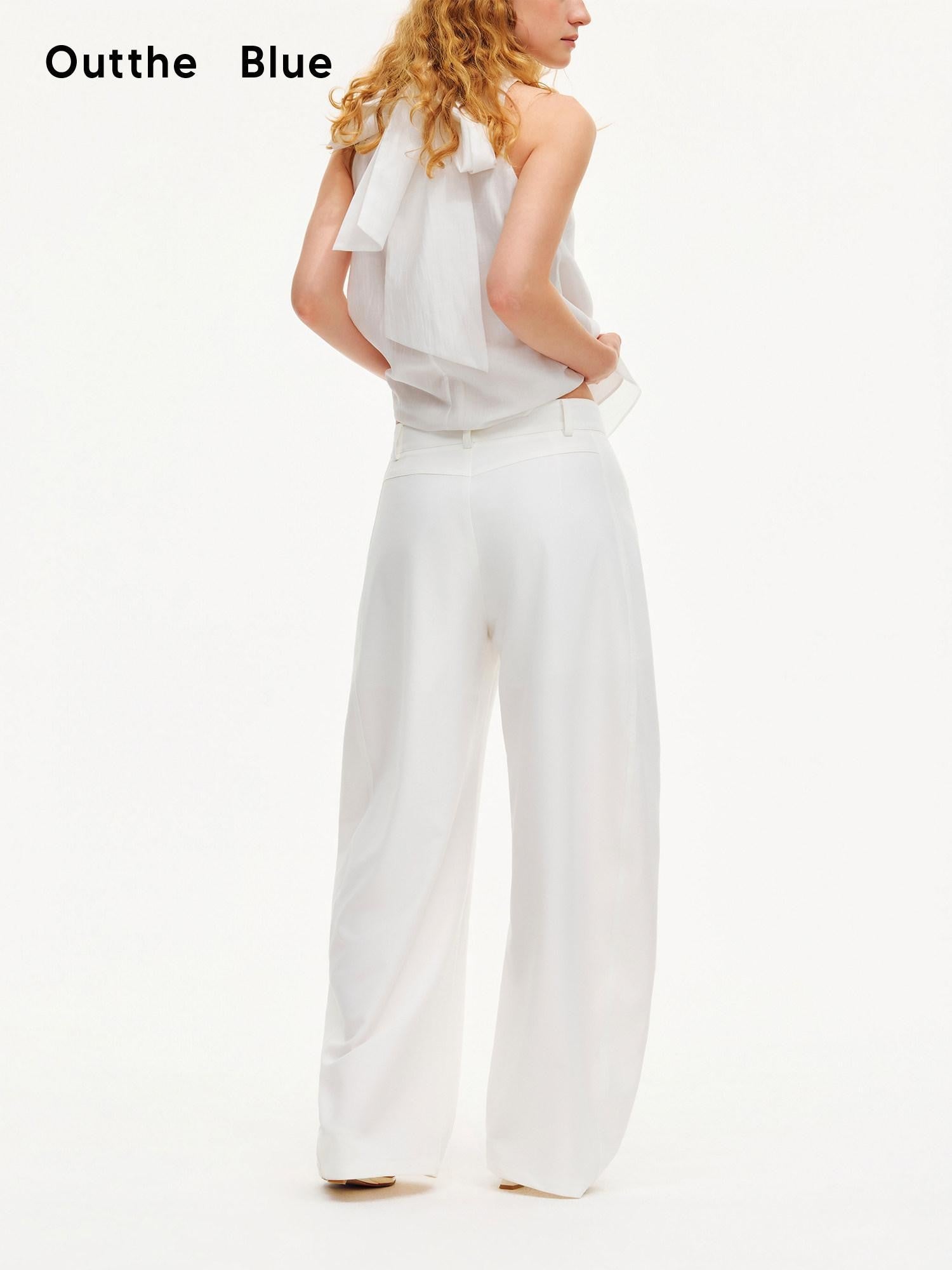 OuttheBlue White Printed Curved Leg Women&