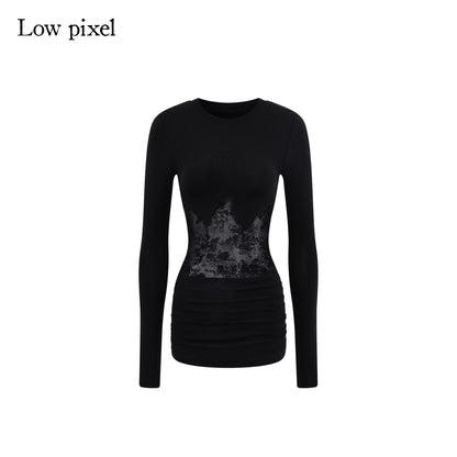 Low_pixel_Asymmetrical_Patchwork_Slim_Streetwear_Black_Lyocell_Long_Sleeve_T-Shirts_MISSTT