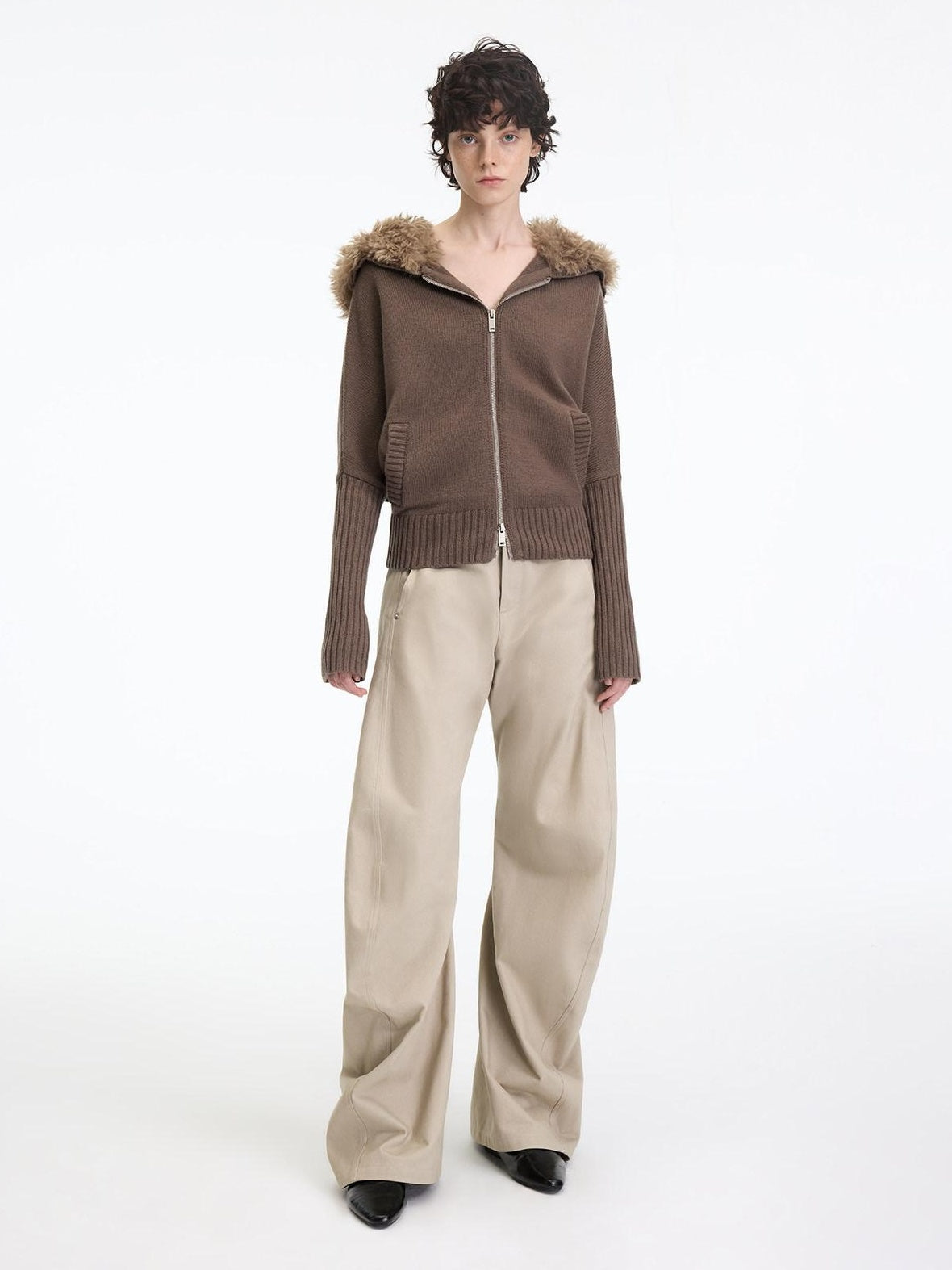 RUN TO THE FUTURE Chinos femme 100 % coton, coupe décontractée sculptée, taille mi-basse, jambes droites