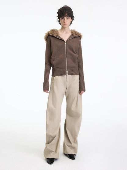 RUN TO THE FUTURE Chinos femme 100 % coton, coupe décontractée sculptée, taille mi-basse, jambes droites