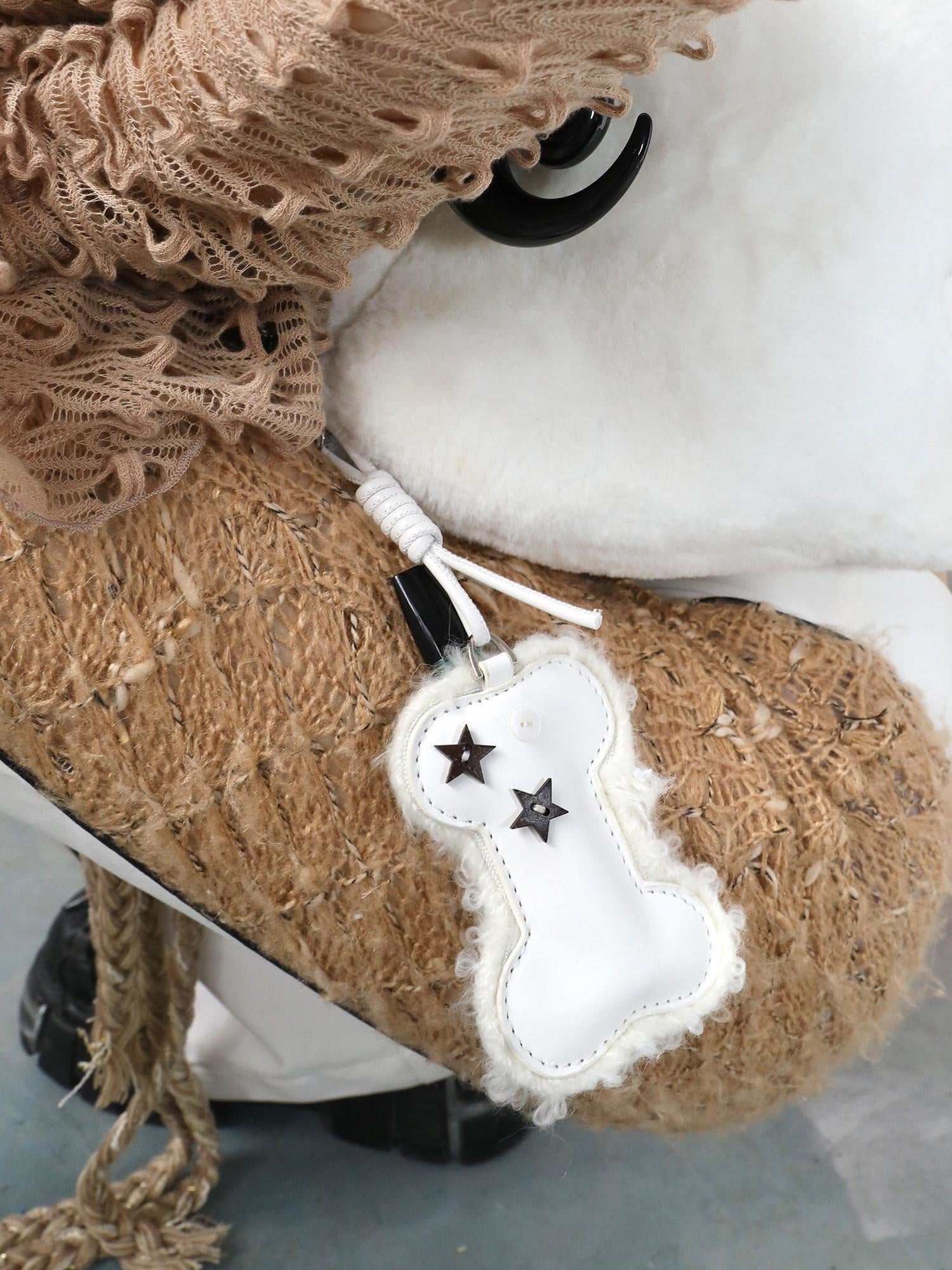nit alcove Cute Plush Animal Chain Euro Chic Youth Single Strap Shoulder White Bags