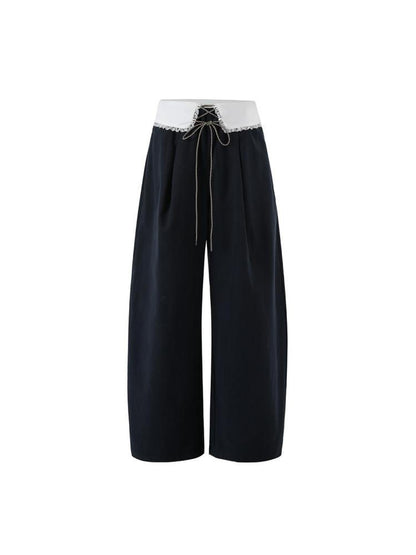 7Shiftin Soft Lyocell Cotton Relaxed Straight Drawstring Pockets Women Blue Sweatpants