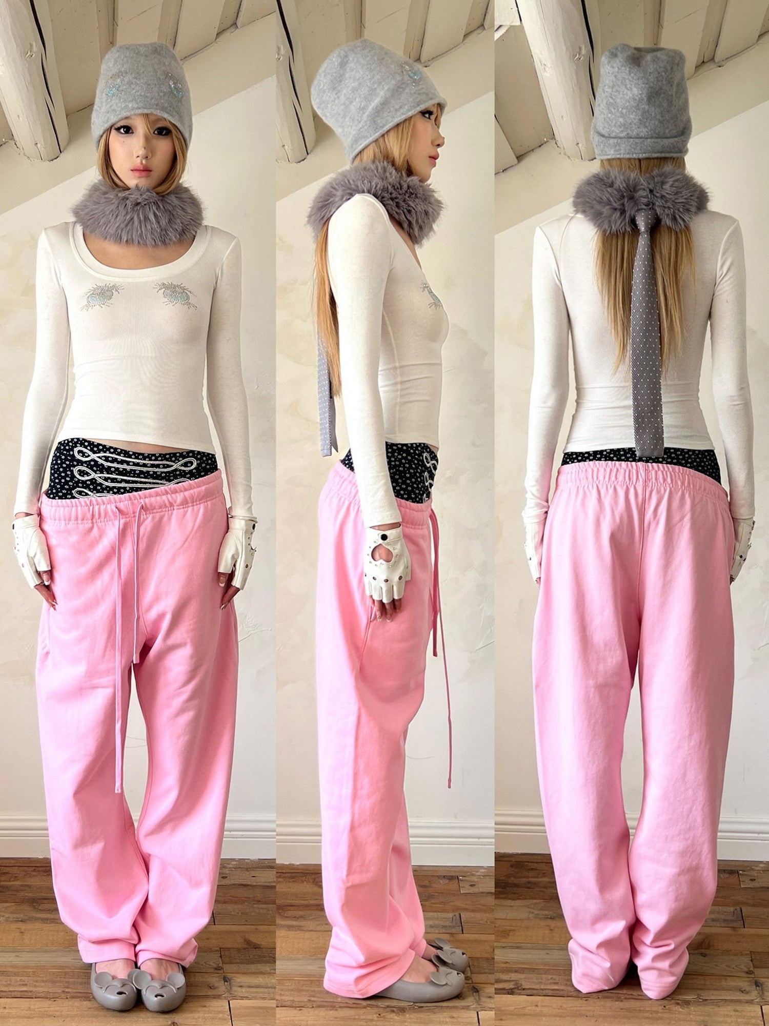 nit alcove 100 Percent Cotton Soft Comfort Casual Natural Waist Unisex Pink Straight Pants