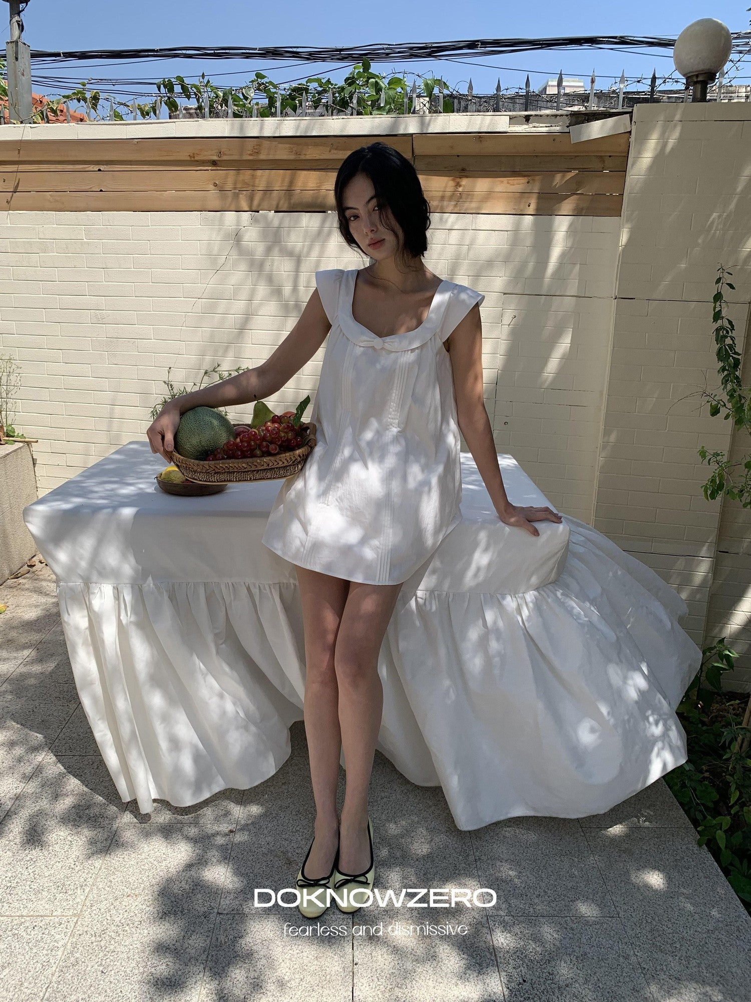 DKZ OFFICIAL White Doll Collar A Line Two Piece Women&