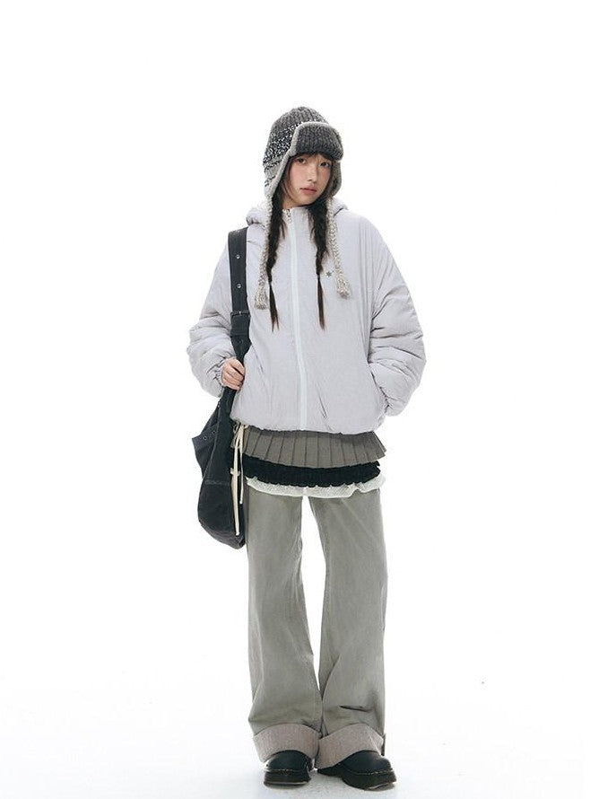 NAPSNAPS Polka Dot Reversible Hooded Printed Women&