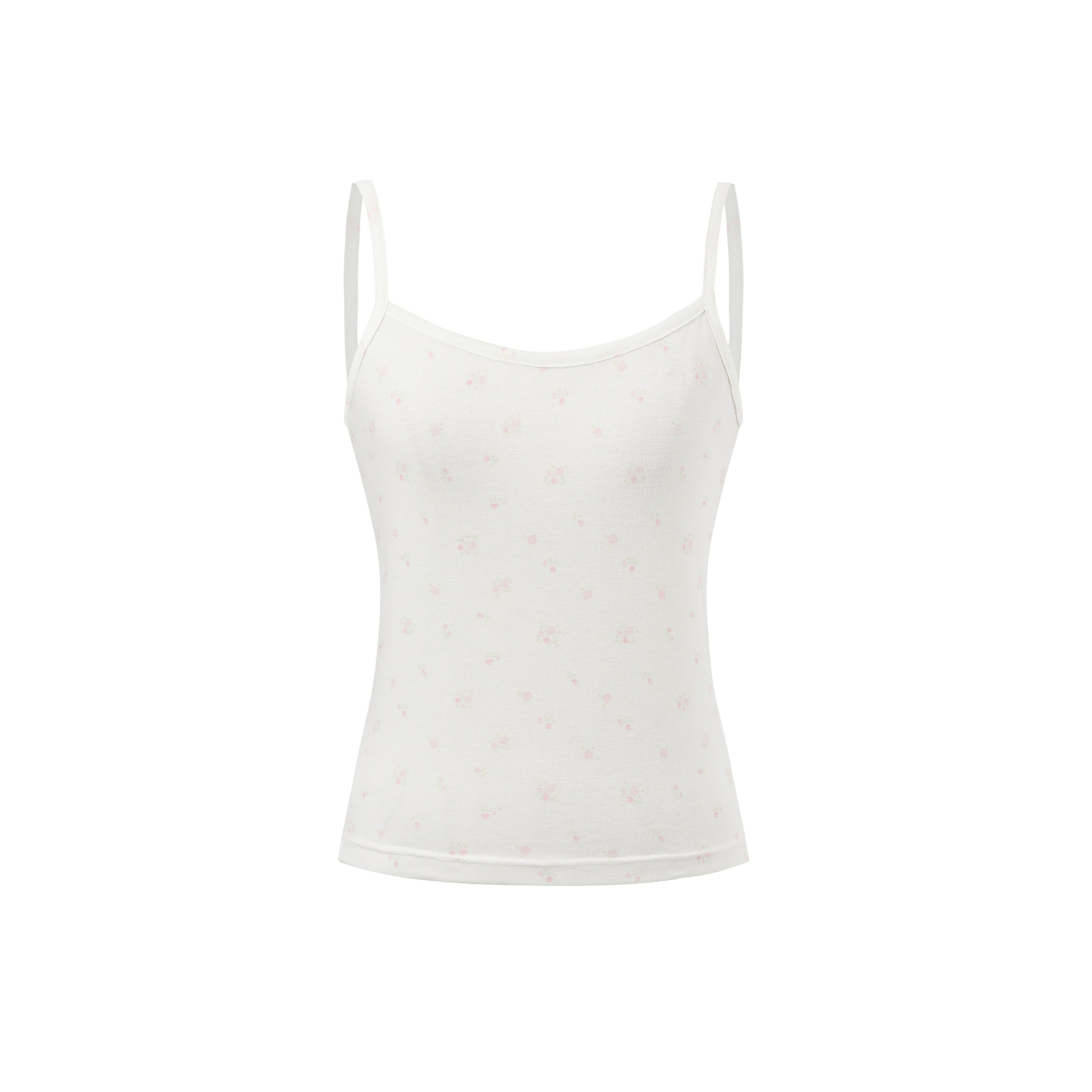 7Shiftin Floral Cami Two Piece Set Round Neck High Waist Women Casual Basic Crop Tops