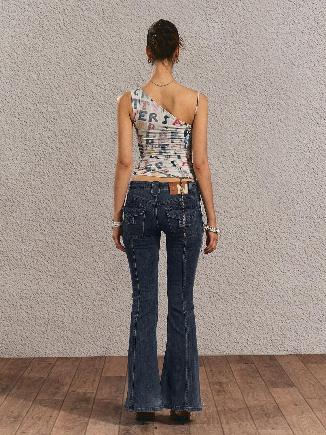 The NeverMore Original Backless Slim Fit Cropped Cotton Women Printed Letter Tank Tops