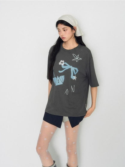 NAPSNAPS Rhinestone Print Loose Women&