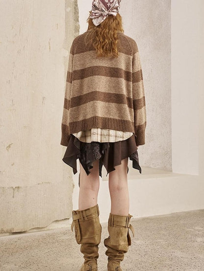 DIDDI MODA Symmetrical Cat Stripe Relaxed Oversized Women&