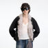 RUN TO THE FUTURE Warm Thick Patchwork Casual Zip Front Fur Collar Women Black Cardigans