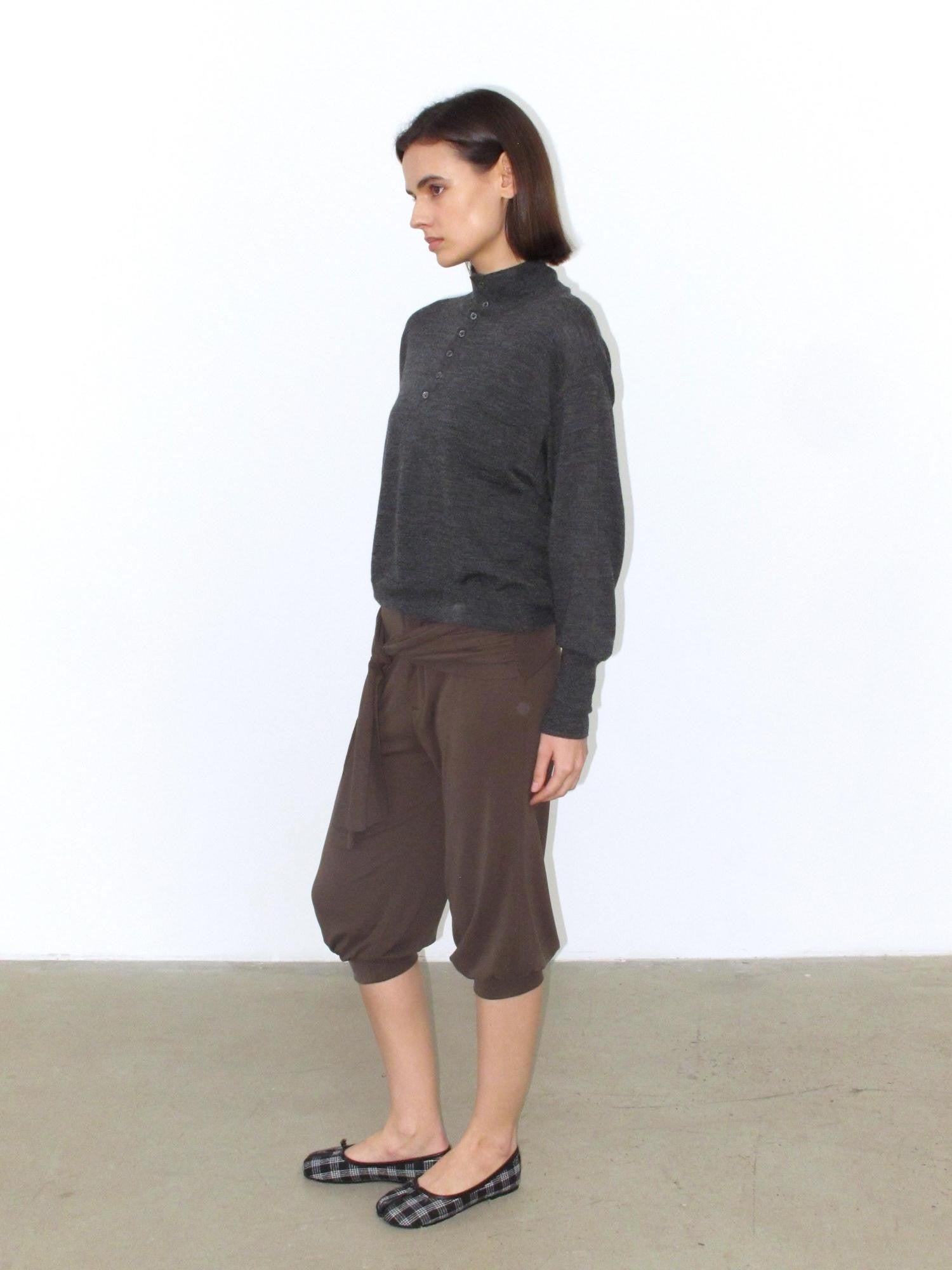 Mito de dar Chestnut Brown Sandwashed Knit Drawstring Tulip Cuff Women&
