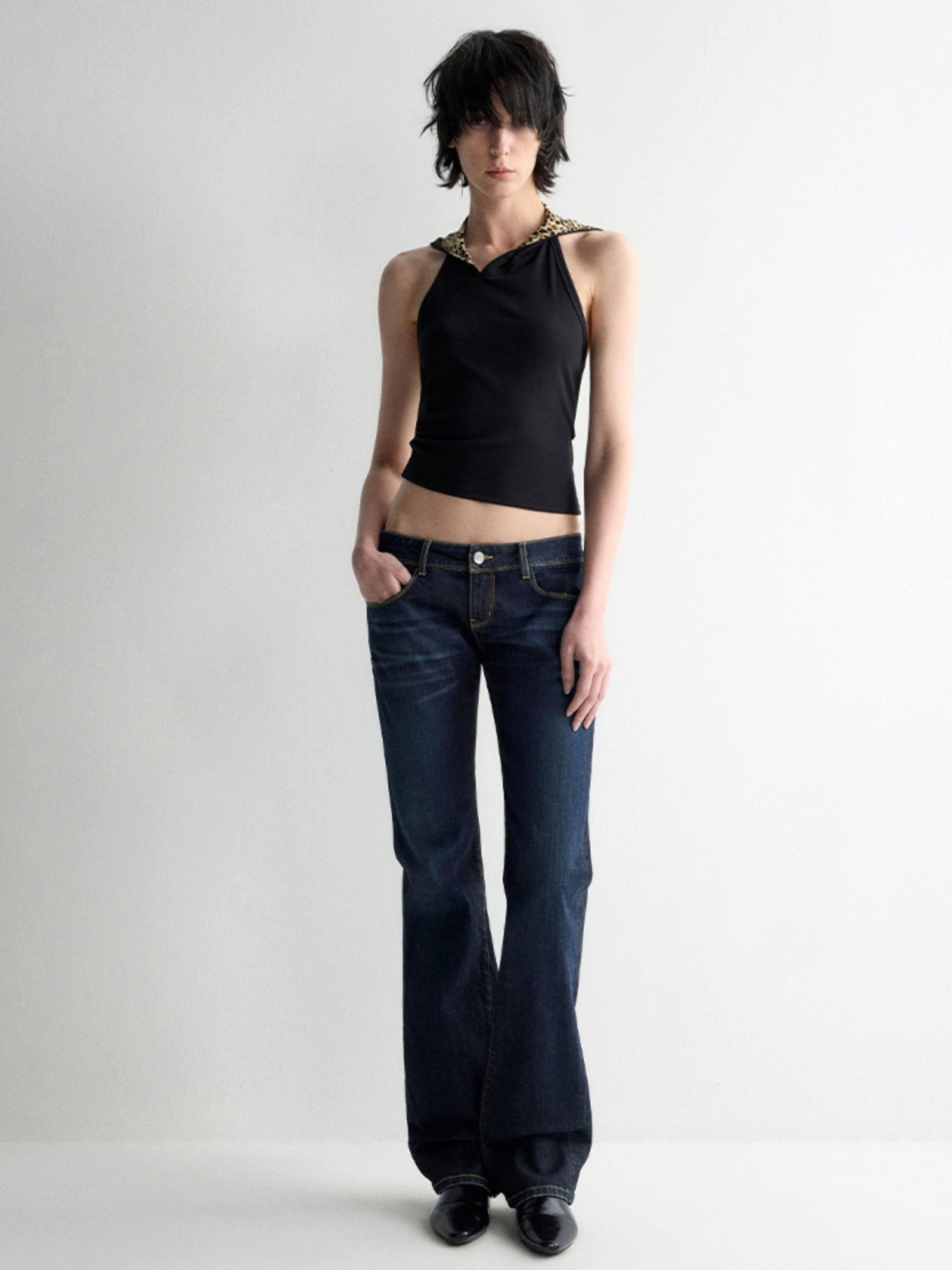 RUN TO THE FUTURE Durable Low Rise Slim Fit Casual Dark Denim Zipper Fly No Stretch Straight Jeans