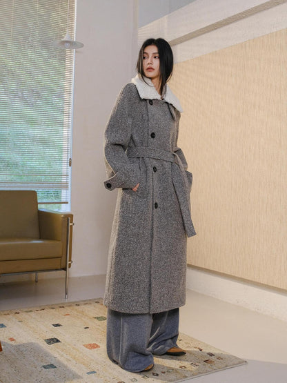 FU FRESH UP Minimalist Detachable Fur Collar Button Tie Women&